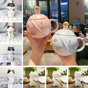 创意马克杯陶瓷杯子带盖勺咖啡杯情侣个性水杯大容量茶杯女办公室
