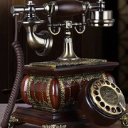 老式仿古电话机实木复古旋转拨号电话机欧式复古中式电话家用座机