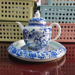 景德镇陶瓷茶壶青花，百子图功夫茶具泡，茶壶球孔过滤壶单壶茶水分离