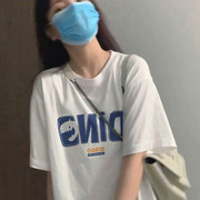 欧美复古体恤胖MM加肥300超大码情侣宽松240斤短袖T恤男女ins港风