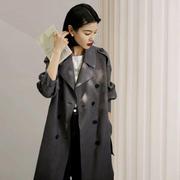日本中长款风衣外套，女2023春秋季麂皮，绒高级感大衣