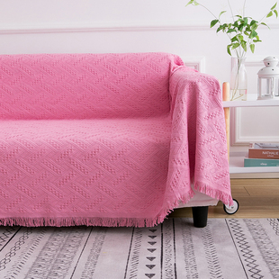 外贸沙发毯沙发巾沙发盖布防尘布椅子布粉色毯子ins风针织防尘盖