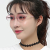 近视眼镜女士纯钛镶钻切边无框眼镜，框架配成品，度数防辐射镜片8093