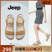 jeep厚底松糕凉鞋女2023夏季女士舒适平底休闲运动楔型凉鞋女