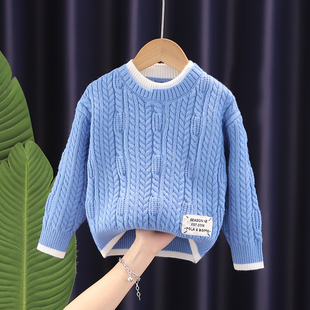 儿童圆领毛衣秋冬季童装，韩版男童洋气毛线衣(毛线衣)1-2-3岁宝宝保暖上衣