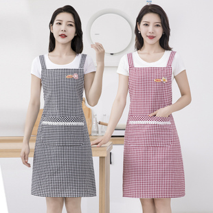 韩版家用围裙小清新厨房做饭透气秋冬背带围腰棉布罩衣工作服