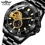 T-WINNER胜利者手表  圆形男士手表钢带腕表自动机械手表