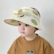 带风扇儿童帽子夏季遮阳男童防晒空顶帽大帽檐户外凉帽女童太阳帽