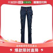香港直邮潮奢 Dsquared2 女士低腰直筒工装牛仔裤