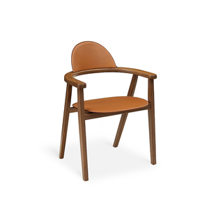 JNLEZI意式极简全真皮书椅北美胡桃木设计师家用高端轻奢休闲椅子