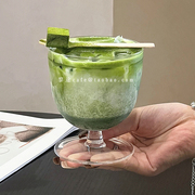 新中式矮脚玻璃杯ins创意鸡尾酒杯果汁杯特调饮品杯甜品酸奶杯