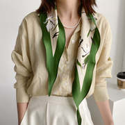 xiaoxi原创秘密森林系列，菱形真丝丝巾窄长巾，女桑蚕丝围巾4款可选