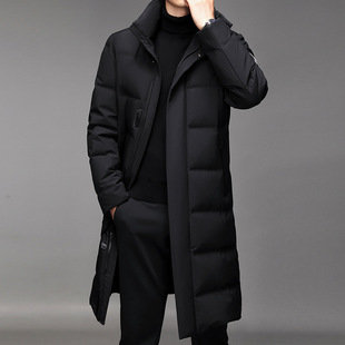 冬装式羽绒服男韩版时尚长款立领拉链保暖开衫羽绒外套上衣