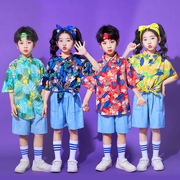 六一儿童演出服港风花衬衫幼儿园表演服装小学生运动会啦啦队班服