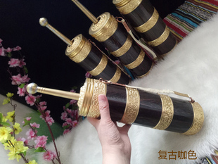 藏式样板间装饰品 藏族特色小型装饰酥油桶 西藏酥油镶雕花铜木桶