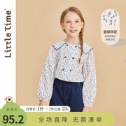 littletime女童碎花衬衫纯棉文艺，小清新2024春秋，法式长袖上衣