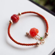 碧雅原创小众设计藏式民族风南红玛瑙手链女款中国风红色水晶编绳