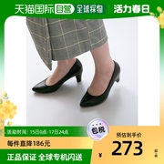 日本直邮Menue menue flyly 4E 粗跟尖头 6 厘米高跟鞋（黑色