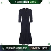 香港直邮潮奢ganni甘尼女士deep深蓝色连衣裙