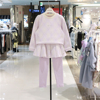 PERIMITZ韩国童装2024年春女童甜美紫色套装菱形格卫衣+裙裤