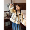 韩国春装女童泡泡袖纯棉，衬衫儿童宽松款米白色森系娃娃衫长袖上衣