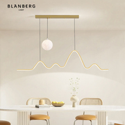 餐厅吊灯现代简约灯具，轻奢月球灯饰北欧新中式餐桌，线条山水星球灯