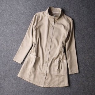 1165-薄风衣外套外贸，日本原单大码麂皮，绒中长款松紧收腰显瘦