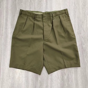 夏季绿色短裤男休闲薄款透气拉链西装短裤中老年工装短裤子