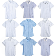 男童短袖白衬衫弹力纯棉儿童夏季薄款白色衬衣学院表演小学生校服