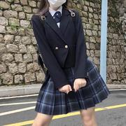 jk制服外套一粒扣日本校服学生西服短款黑色西装上衣秋冬