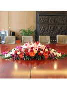 仿真会议室桌花假花商务，用花长桌办公室摆花台式餐桌插花套装饰花