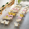 网红奶茶甜品店咖啡厅简约清新卡座沙发小吃餐饮，铁艺实用桌椅组合