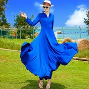 帝弗润驰2024春法式蓝色，高级感连衣裙气质收腰过膝女神范长裙(范长裙)