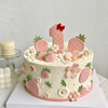 儿童烘焙蛋糕装饰翻糖草莓花朵，摆件宝宝周岁，生日派对装扮烘焙模具