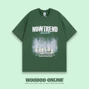 浅绿疏影 WOODOO 设计师品牌 复古创意卡通兔字母印花 男女T恤