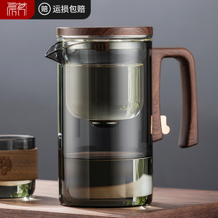 泡茶壶茶水分离飘逸杯全玻璃内胆过滤家用茶具套装无杆磁吸泡茶杯