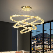 水晶客厅吊灯现代简约大气，圆环形轻奢创意复式楼大厅，卧室餐厅灯饰