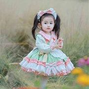 公主裙洛丽塔女周岁礼服长袖衬衫连衣裙子儿童两件套装秋冬田园