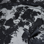 宽幅黑色花朵真丝烂花绡旗袍汉服，连衣裙衬衫桑，蚕丝服装布料面