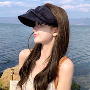 夏季防晒遮阳网纱帽子出游发箍款防紫外线遮脸遮阳帽户外网红时尚