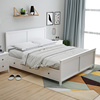 全实木定制北欧双人床简约现代储物高箱床带抽屉白色美式婚床