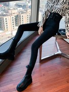 黑色牛仔裤女秋冬2023年高腰，紧身修身显瘦加绒铅笔小脚长裤子