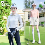 高尔夫女士服装长袖t恤保暖舒适翻领，薄款加绒打底衫韩版气质显瘦