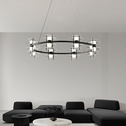 后现代客厅全铜吊灯极简意式高端设计师黑色玻璃卧室餐厅LED灯具