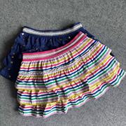 外单24年夏季女童女大童2-14岁条纹彩虹蓝色波点蛋糕裙半身裙