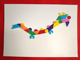 龙年七巧板贴纸 儿童创意拼贴龙 几何图形拼图贴画亲子DIY