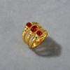 法国moleubak欧美复古不规则，肌理多层镶嵌红宝石指环女时尚个性小