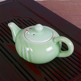 青瓷茶具套装盖碗茶壶，鱼杯烟灰缸大茶杯青瓷，彩鲤鱼茶具套装配件