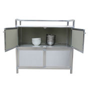 厨房置物柜简易加厚不锈钢碗柜橱柜铝合金茶水柜阳台储物柜餐边柜