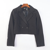 韩版纯黑色休闲小西服短外套，女8.19h75572双排，两粒扣宽松长袖西装